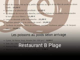 Restaurant B Plage réservation