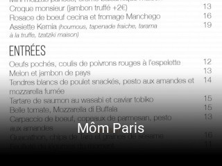 Môm Paris réservation de table