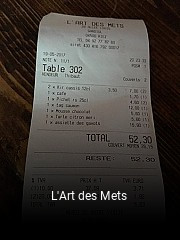 L'Art des Mets réservation de table
