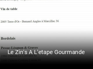 Le Zin's A L'etape Gourmande réservation