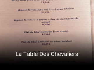 La Table Des Chevaliers réservation de table