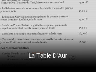 La Table D'Aur réservation