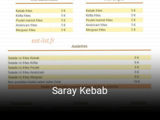 Saray Kebab réservation de table