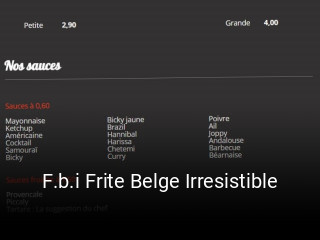 Réserver une table chez F.b.i Frite Belge Irresistible maintenant
