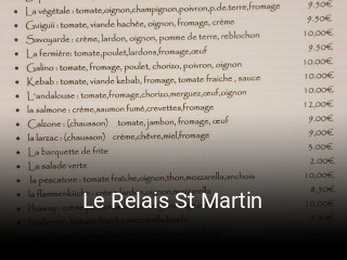 Le Relais St Martin réservation de table