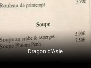 Dragon d'Asie réservation de table