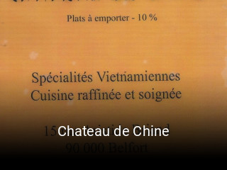 Chateau de Chine réservation de table