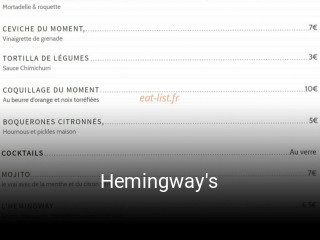 Hemingway's réservation de table