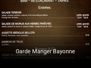 Garde Manger Bayonne réservation de table
