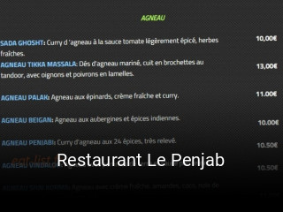 Restaurant Le Penjab réservation de table