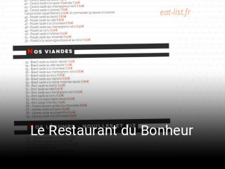 Le Restaurant du Bonheur réservation
