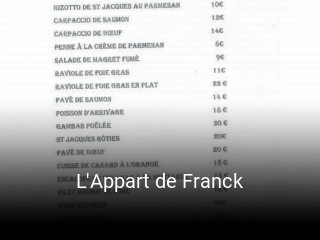Réserver une table chez L'Appart de Franck maintenant