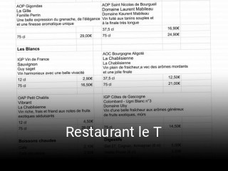 Restaurant le T réservation de table