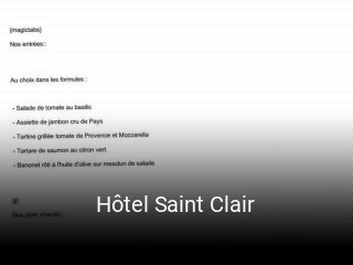 Hôtel Saint Clair réservation de table