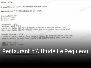 Restaurant d'Altitude Le Peguieou réservation de table