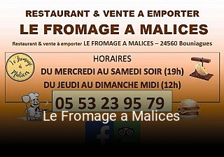 Le Fromage a Malices réservation de table