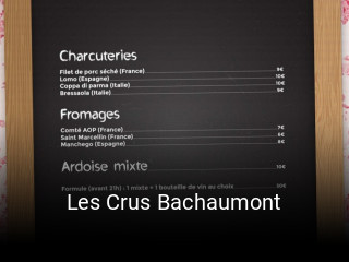 Les Crus Bachaumont réservation de table